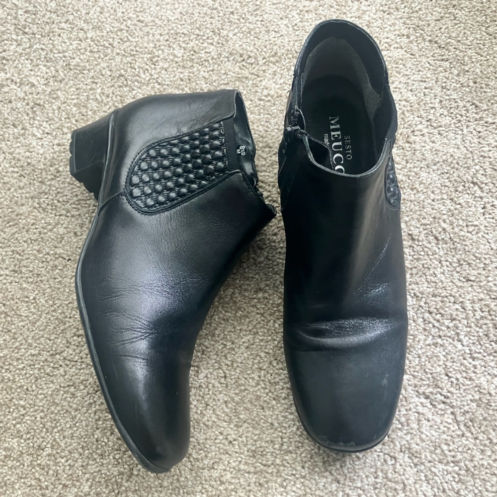 Sesto Meucci Made In Italy‎ Black Zip Up Heeled Ankle Booties Size 8 1/2 M